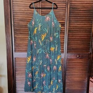 Floral Green Sleeveless Dress